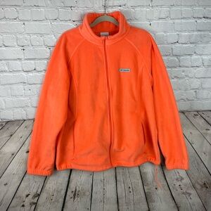 🆕 Columbia Fleece Jacket Size 2X Neon Orange Jacket Full Zip Pockets